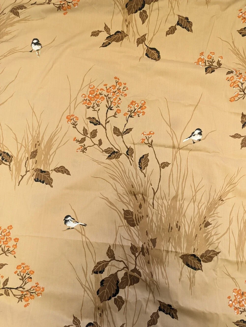 Little Chickadee By Pequot Muslin Vtg 70's Flat Sheet & Pillowcase Set Double